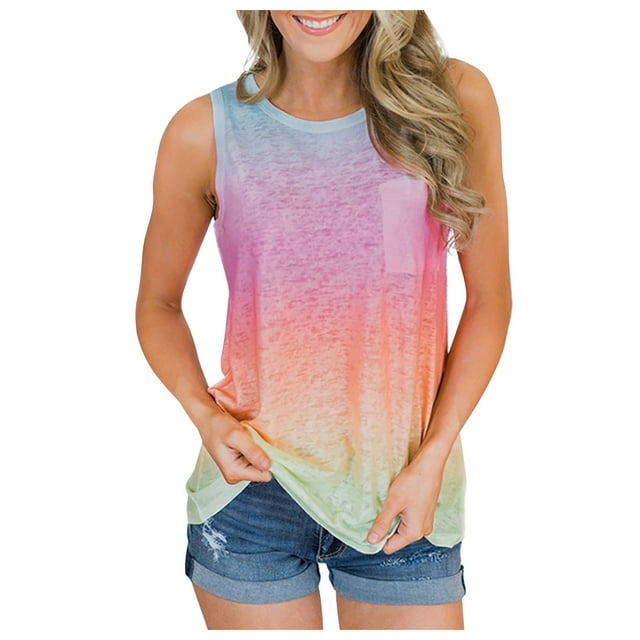 Cameland Mode Femme Été Col Rond Sans Manches Imprimé Décontracté Tank Haut Blouse