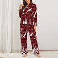 thumbnail image 3 of Junzan Christmas Tree Buffalo Plaid Print Womens Pajama Sets,Long Sleeve Button Down For Women Pjs 2 Piece, 3 of 9