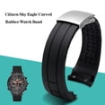 thumbnail image 2 of Correa de reloj de goma Arc para Citizen Sky Eagle Mido Helmsman M005, resistente al agua, de silicona negra y azul, con herramientas, 22 y 23 mm, 2 of 5