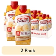 (2 pack) Premier Protein Shake, Bananas & Cream, 30g Protein, 11 fl oz, 12 Ct