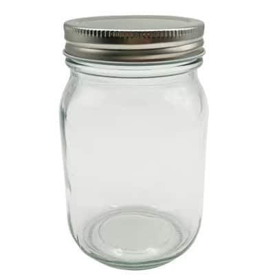 Clear Pint Glass Jar by Ashland - Wide Mouth - Durable Storage Jars for Canning - Crafts & Kitchen Organization - 24 Pack