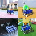 thumbnail image 3 of ACE-GARDEN,1-YEAR-WARRANTY,40.5"x21.26"x46.46",Heavy Duty,Folding Wagon Garden Shopping Beach Cart,Outdoor Camping Cart with Universal Wheels (Blue), 3 of 9