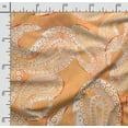 thumbnail image 2 of Soimoi Asian Paisley Printed,Cuddle Minky Fabric, Sewing Fabric by The Yard 56 Inch Wide,Decorative Plush Soft Fabric, Baby Garments, Toys and Blankets, Orange, 2 of 5
