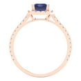 thumbnail image 4 of Clara Pucci 14K Rose Gold Solid Gold Tanzanite Solitaire with Accents Anniversary Ring for Women - 1.86 cttw Emerald Cut, 4 of 8