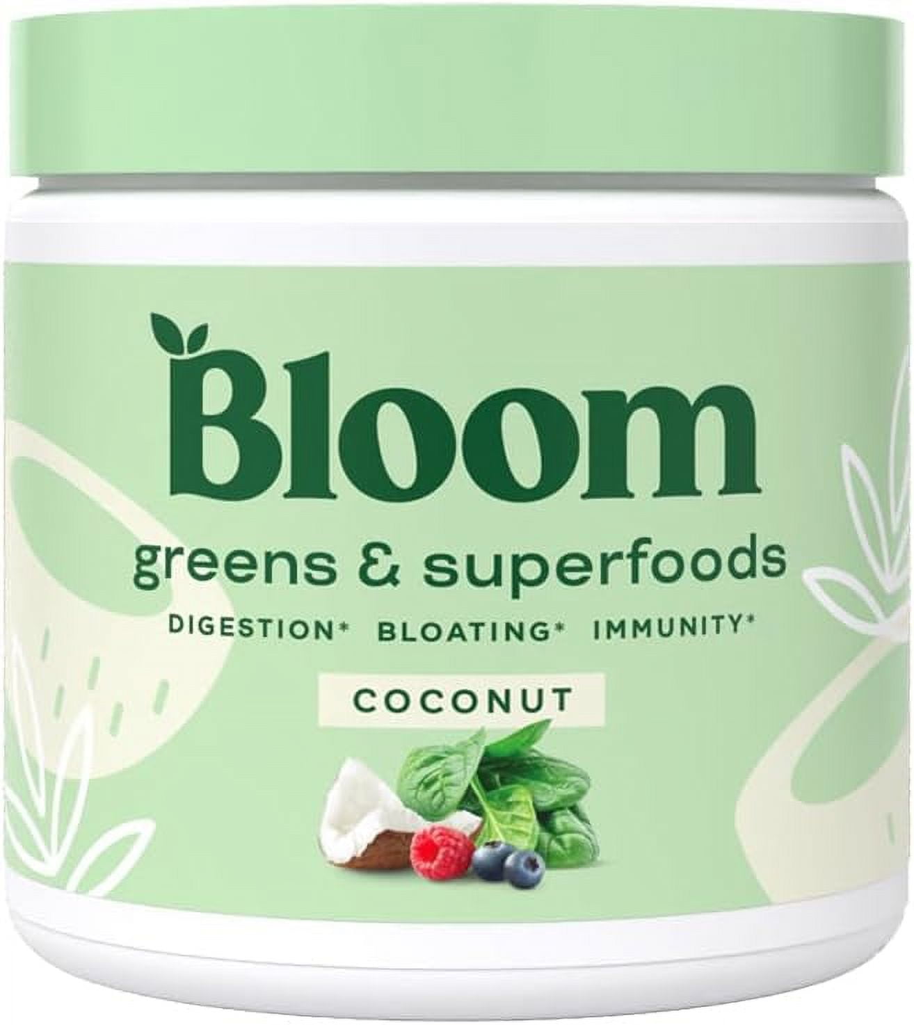 Bloom Nutrition Greens & Superfoods Powder, for Digestive Health, Coconut, 30 Servings