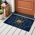 thumbnail image 4 of 2x3 Ft Entryway Area Rug, Navy Blue Yellow Spring Floral Kitchen Rug Runner Washable Floor Mat, Chic Blossoms Botanical Non Slip Indoor Door Mat Throw Carpet for Bathroom Living Room Bedroom, 4 of 8