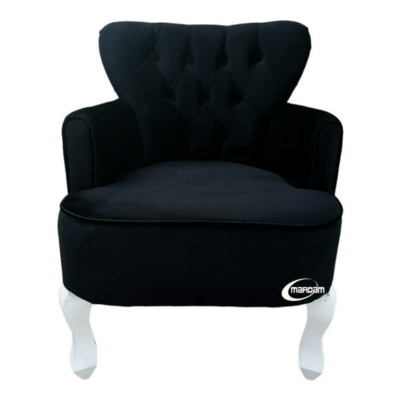Sillon Vintage Individual Terciopelo Negro
