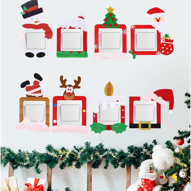 Ganfancp 8Pcs Interruptores de Navidad Pegatinas Decoraciones de Fiesta Decoraciones de Navidad Elks Muñeco de Nieve Árbol de Navidad Interruptores Pegatinas Artículos En Liquidación 8*Pegatinas de I