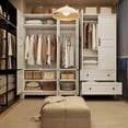 thumbnail image 4 of Kojooin Armoire Garde-Robe de 72 Po avec Tringle et 18 Tablettes Ajustables, Armoire de Rangement Haute pour Vêtements, 4 of 8