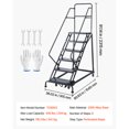 KFFKFF 6-Step Mobile Warehouse Ladder, Industrial Steel Step Ladder ...