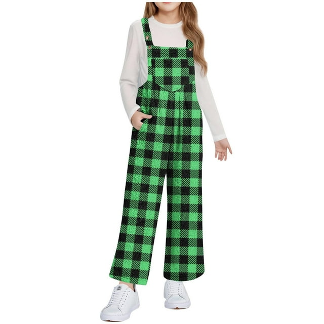 Fall-Winter Sleeveless Jumpsuit for Girls 5-14 Years Old with Built-In Vest and Fleece Pockets, Printed Pattern