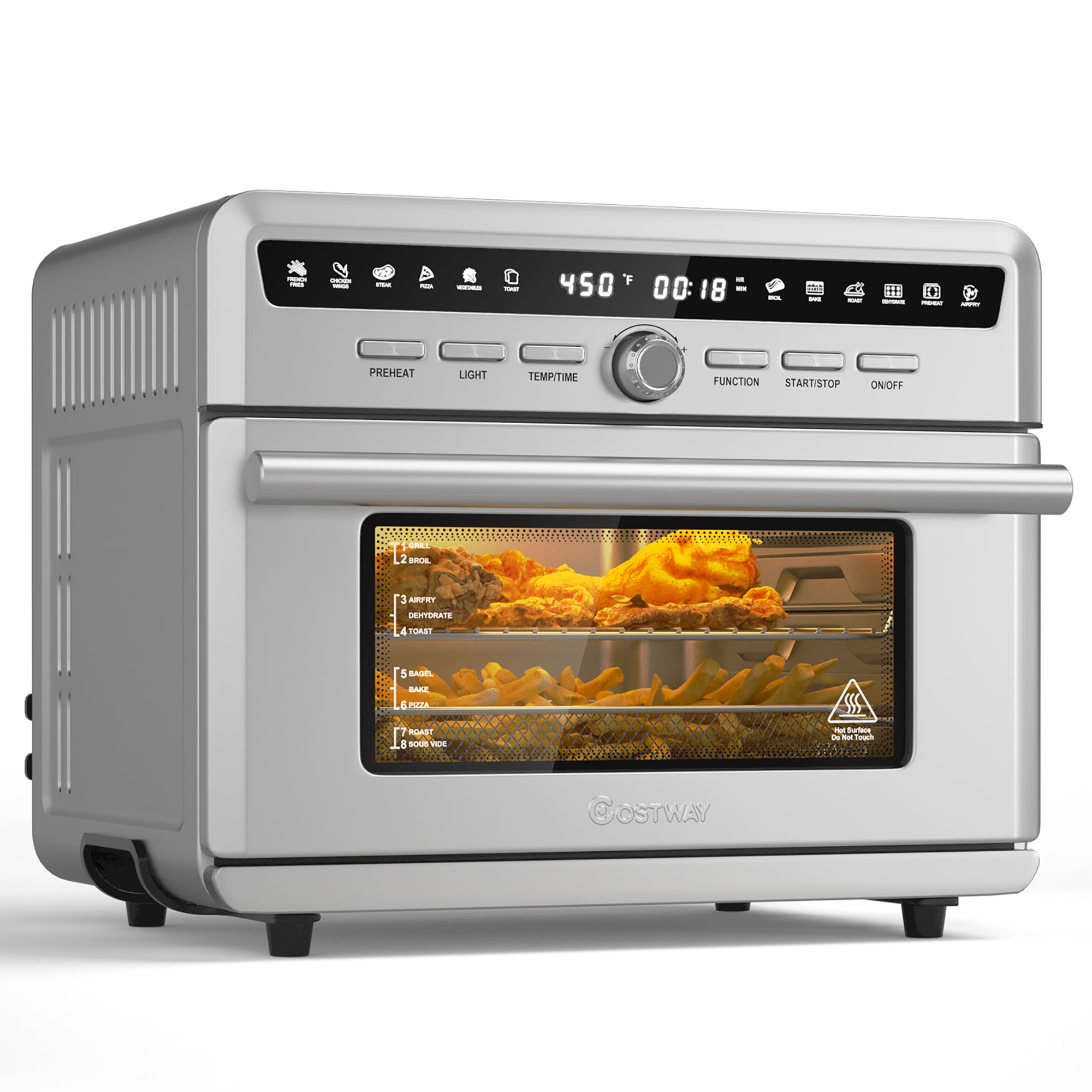 Costway 26.4 QT 10in1 Air Fryer Toaster Oven Dehydrate Bake 1800W w