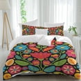 thumbnail image 2 of Boho Flower Bedding 3 Piece Duvet Cover Set Queen Size, Red Blue Yellow Colorful Mexico Tribal Soft Microfiber Comforter Cover with Zipper Closure & Pillowcases, Wrinkle & FadeResistant Quilt Cover, 2 of 9