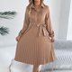 thumbnail image 1 of TaTaai Women‘s Casual Collared Dress, Long Sleeve Shirt Dress Maxi Length, Solid Color Button Down Tunic Dress, Fall Winter Office Wear Gift, 1 of 8