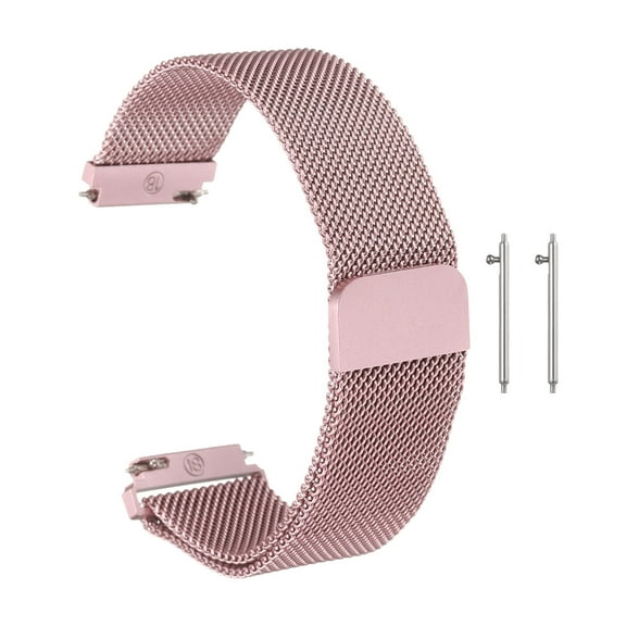 Uxcell Stainless Steel Mesh Watch Band 18mm Quick Release Metal Replacement Watch Strap with Magnetic Buckle for Men Women, Rose Pink