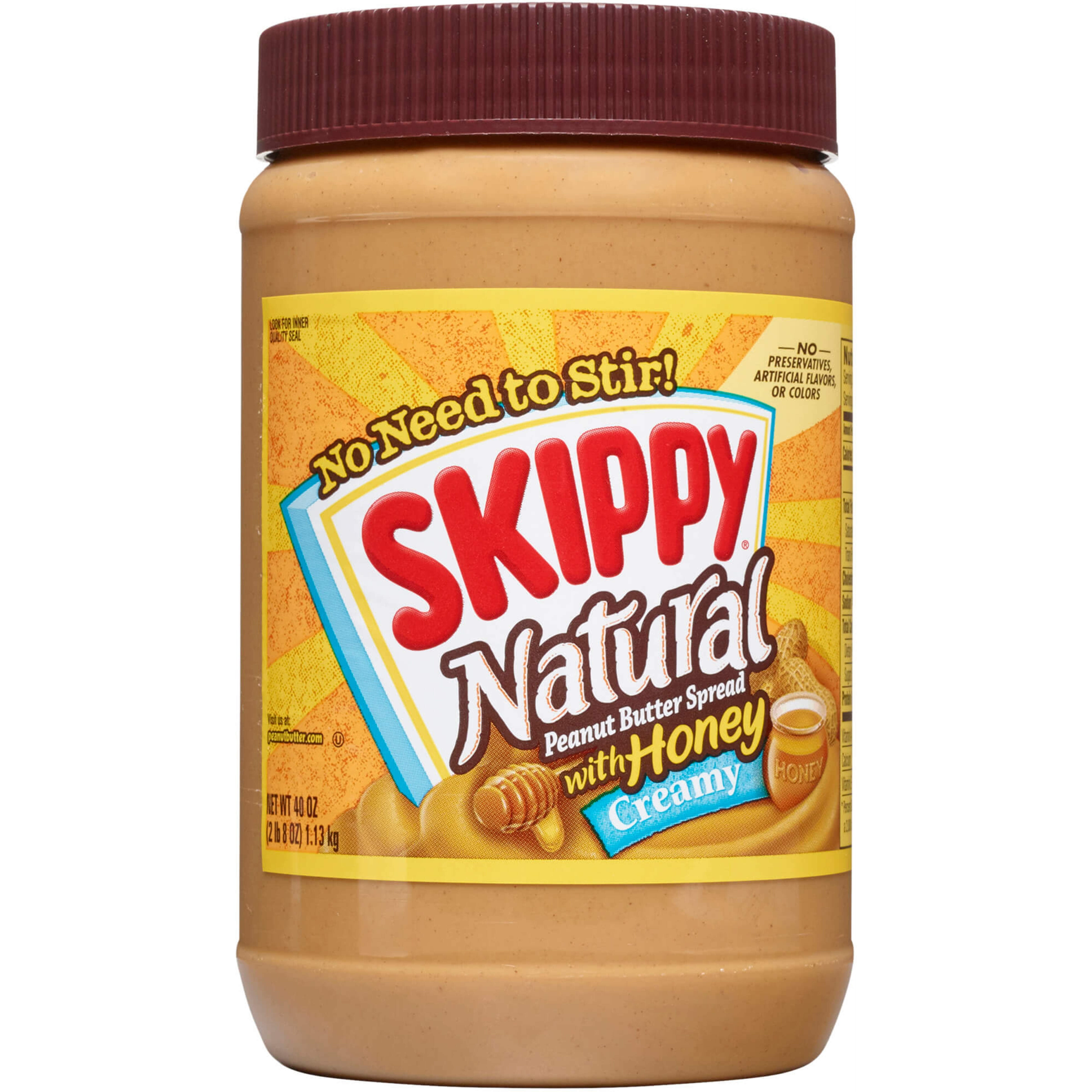 SKIPPY Natural Creamy Peanut Butter Spread with Honey, 40 Ounce