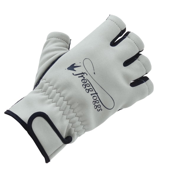 Frogg Toggs Froggfingers Fingerless Fishing Gloves, Water-Resistant Outdoor Gloves with Silicone Grip, Gray/Black, Large