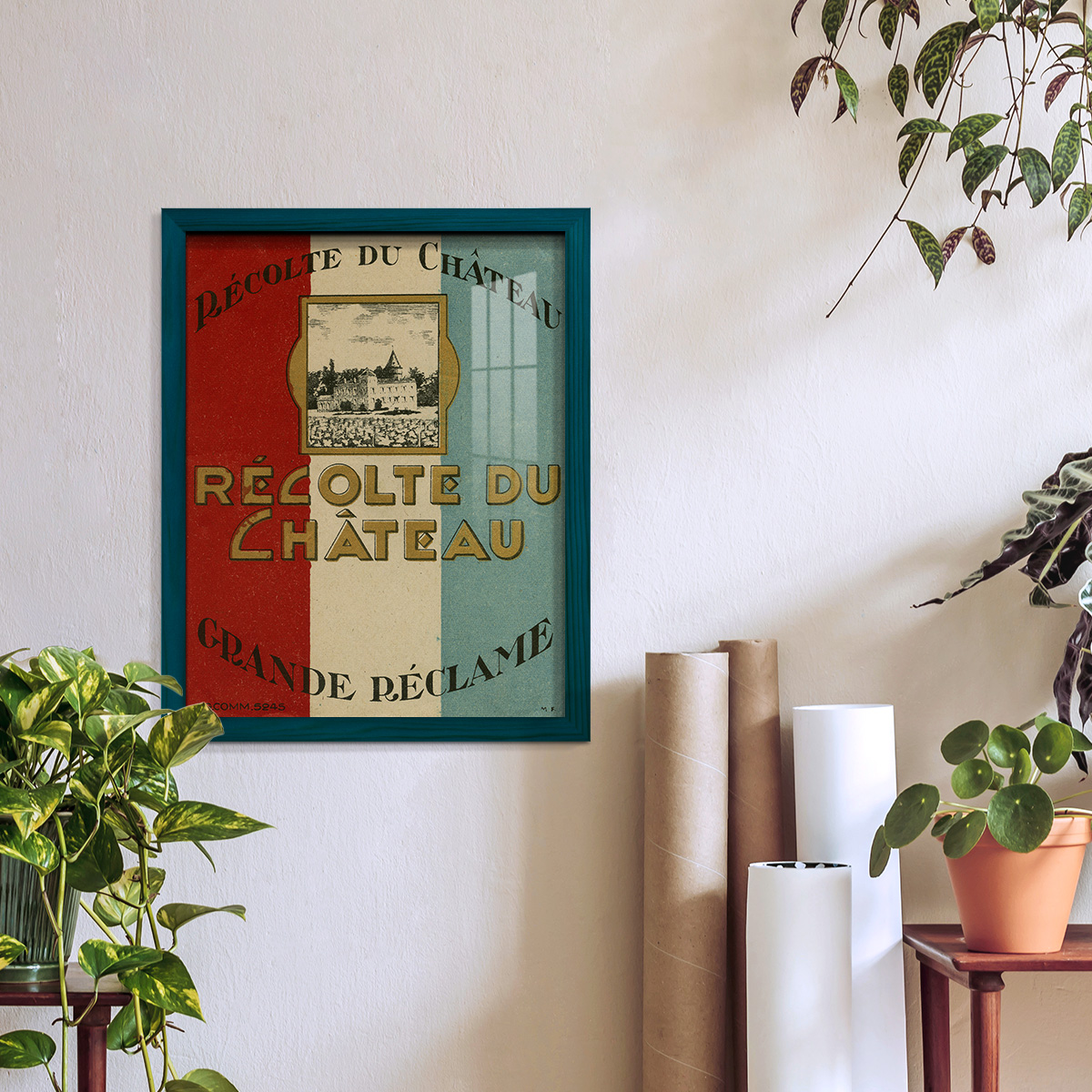 Recolte Du Chateau -Framed Print w/glass-Ocean Blue