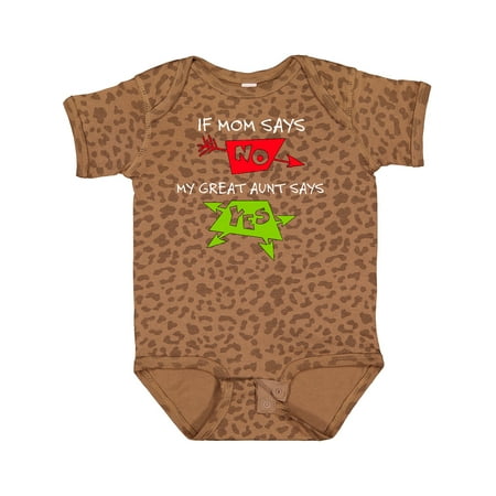

Inktastic If Mom Says No My Great Aunt Says Yes Gift Baby Boy or Baby Girl Bodysuit