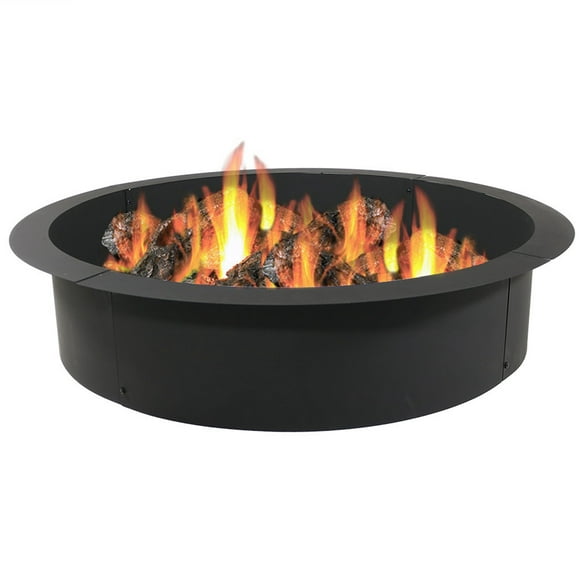 Sunnydaze Outdoor Heavy-Duty Steel Portable Above Ground or In-Ground Round Fire Pit Liner Ring - 39" - Black