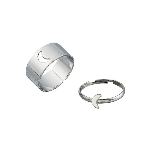 1 par de anillos para niña boda anillo abierto ajustable lindo Simple, Plata Jinwen Anillos a juego