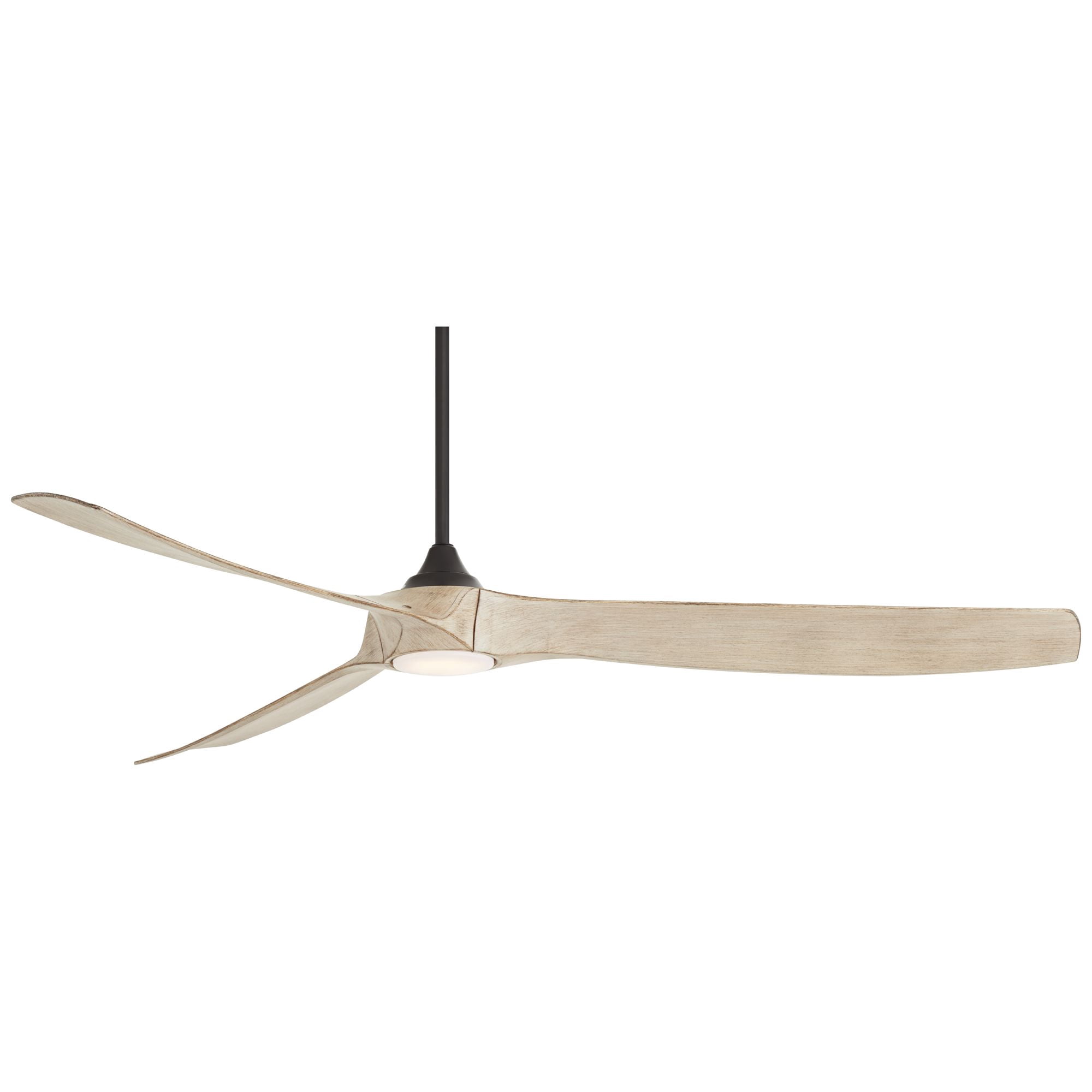 Casa Vieja 70" Kona Wind Indoor Outdoor Ceiling Fan 3 Blade LED Light Remote Control Black Finish Distressed White Oak Blades DC Motor Damp Rated