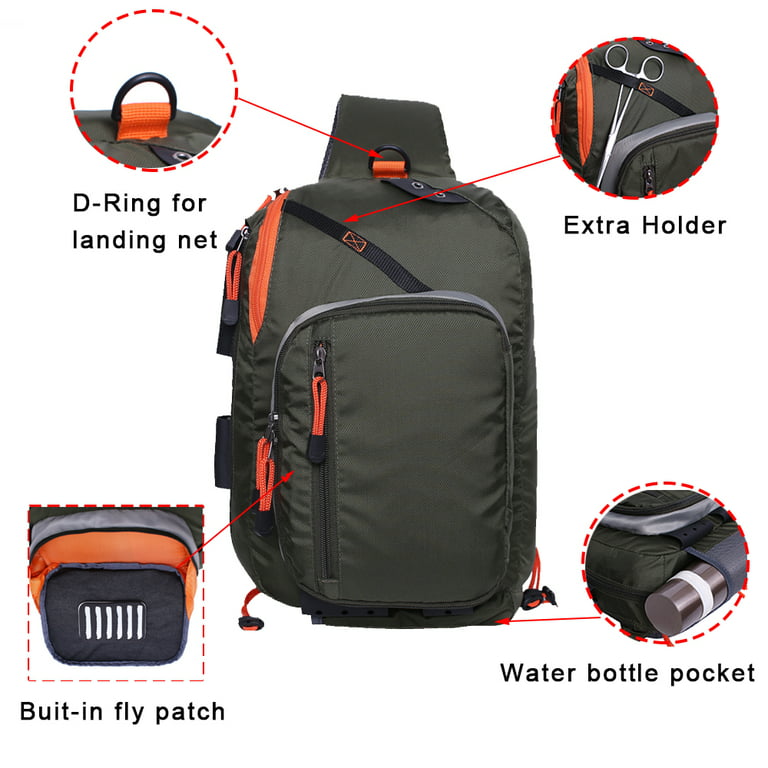 Kylebooker Fly Fishing Sling Packs Fishing Tackle Storage Shoulder Bag 