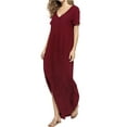 thumbnail image 2 of LAVA Womens Maxi Dresses with Pockets V Neck Short Sleeve Casual Dress Split Long Loose Summer Dresses (Red, S), 2 of 10