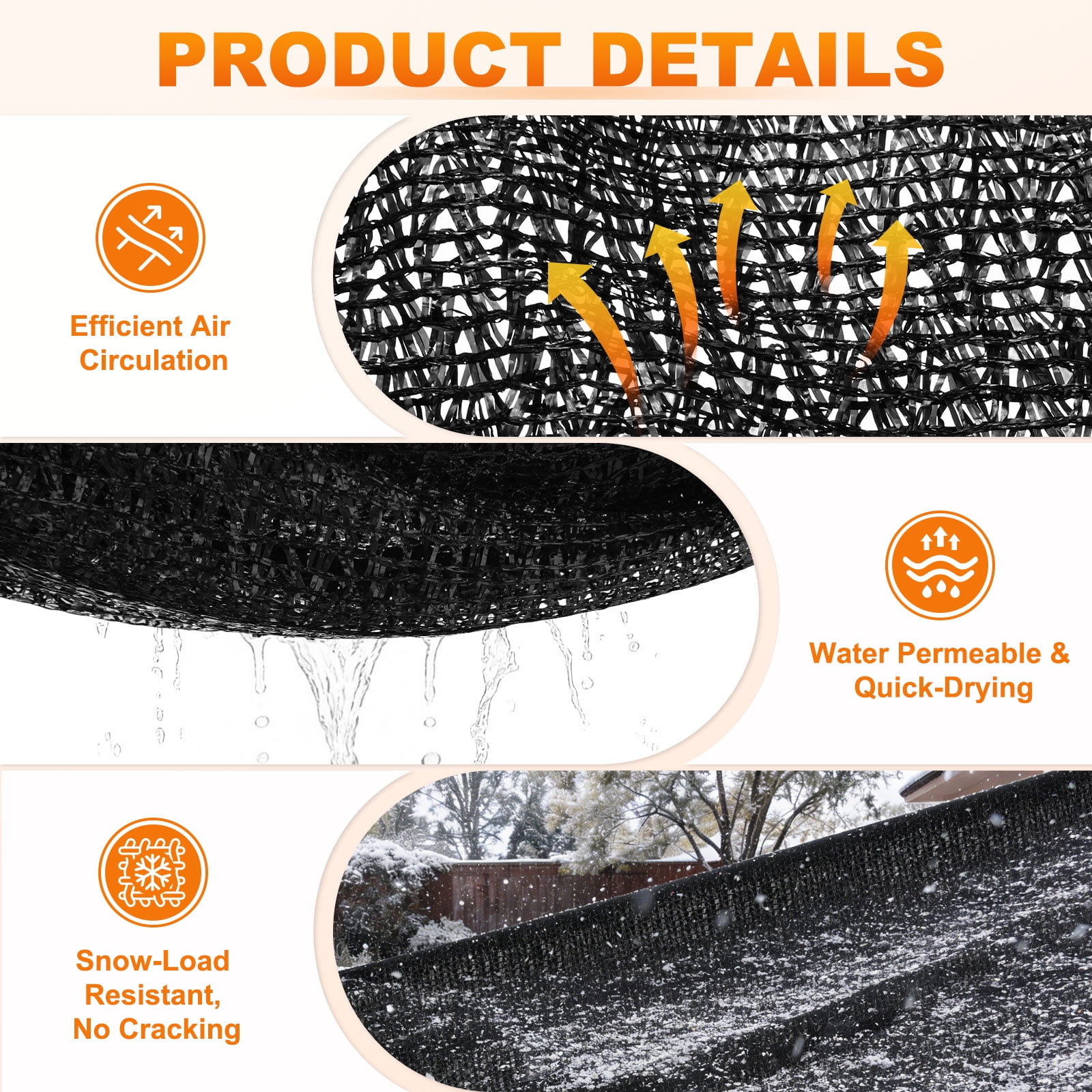 Uxcell 90% Sun Shade Cloth for Garden, HDPE 6.5x10 FT Sun Shade Net with Reinforced Grommets for Patio/Greenhouse [Black]