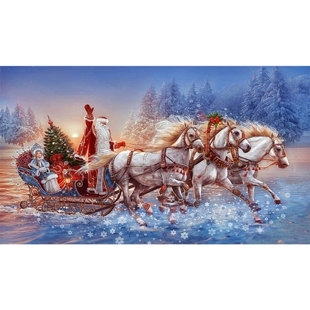 Hilo de bordar Eco-algodón completo 11CT Punto de cruz de caballo de Papá Noel contado Hugtrwg Para estrenar