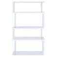 thumbnail image 2 of Benzara 3-Shelf Wood Bookcase with Tempered Glass Sides in Glossy White, 2 of 3