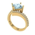 thumbnail image 2 of 2.3075 ct Princess Cut Natural Aquamarine Solitaire with Simulated Diamond Accents 14K Yellow Gold Womens Engagement Ring, 2 of 6