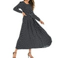 thumbnail image 2 of gakvbuo Fall Dresses for Women 2022 Fashion Womens Sexy Polka Dot Print Belt Included Long Sleeve V- Neck Regular Dress, 2 of 6