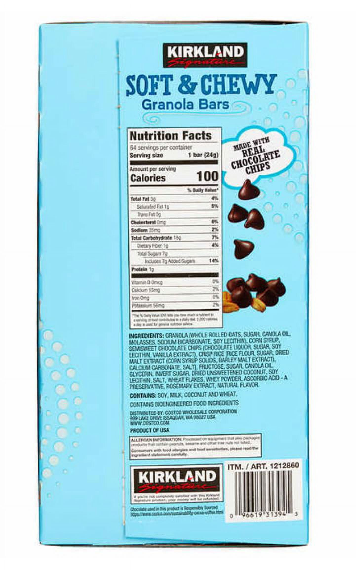 Kirkland Signature Soft & Chewy Granola Bars, 0.85 oz, 64-count 2PK