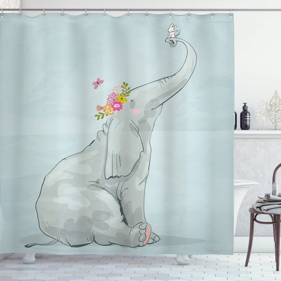 Ambesonne Animal Cartoon Shower Curtain, Mouse Friends, 69"Wx70"L, Multicolor
