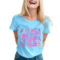 thumbnail image 1 of TSADFHJI Chandails en Molleton pour Femmes Petites Chemises Décontractées Imprimées Col Rond Manches Courtes Tee Tops Tunique Blouse m Bleu Ciel, 1 of 5