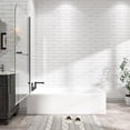 thumbnail image 4 of KPUY 31" - 32" x 55" Frameless Bath Tub Shower Screen, 180° Pivot Shower Panel Door with 1/4" Tempered Glass, Matte Black, 4 of 9