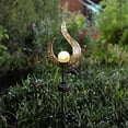 thumbnail image 4 of Glam Hobby Garden Solar Stake Lights, Pathway Outdoor Moon Crackle Glass Globe Stake Metal Lights, Waterproof Warm White LED for Lawn, Patio or Backyard, 4 of 7