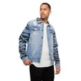 thumbnail image 5 of Victorious Men's Distressed Tiger Stripe Camo Sleeve Denim Jean Jacket DK154 - Indigo - X-Large, 5 of 5