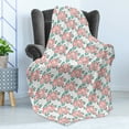 thumbnail image 4 of Floral Soft Flannel Fleece Throw Blanket, Delicate Pastel Color Spring Flower Peonies Plain Background, Cozy Plush for Indoor and Outdoor Use, 50" x 60", Coral Teal, by Ambesonne, 4 of 5