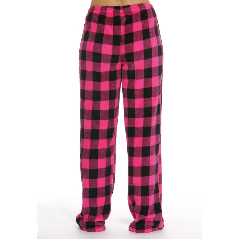 Just Love Women's Fleece Pajama Pants - Soft and Cozy Sleepwear Lounge PJs  (Buffalo Plaid Fuchsia / Black, 1X)