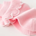thumbnail image 4 of CPNG 3 Pairs Baby Girls Ruffle Socks Newborn Infant Sweet Knit Floor Hosiery Double Lace Ruffle Frilly Dress Ankle Socks Princess Knit Cotton Socks, 4 of 8