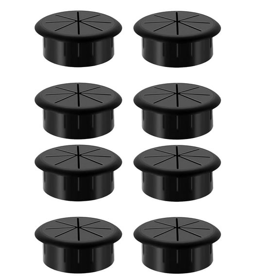 RUseeN 2 Inch (50 mm) Desk Grommet Black, ABS Plastic Cord Desk Hole Cover With Hole Saw for Cable, Desk Hole Grommet for Cords, Flexible Cable Grommet, 8 Pieces