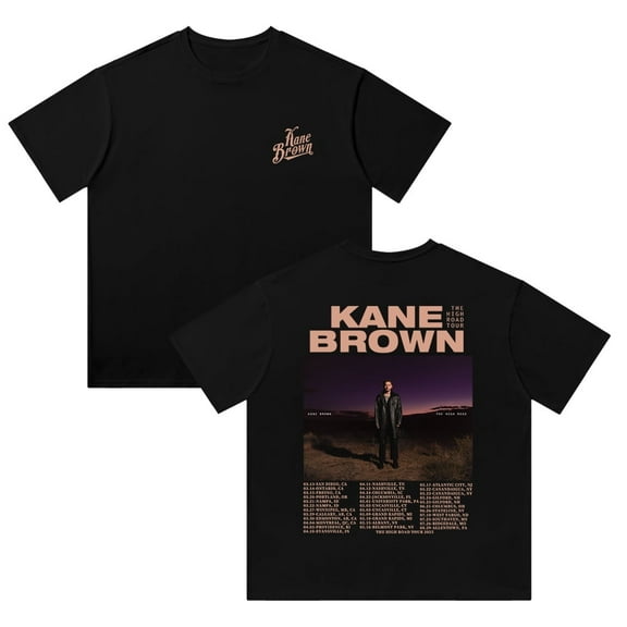 Kane Brown Cotton T-Shirt, The High Road Tour Double-Sided Print, Great for Casual Wear and Fan Events