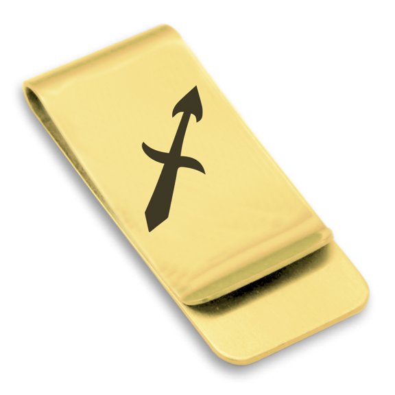 Stainless Steel Sagittarius Zodiac Sign (Centaur Archer) Classic Slim Money Clip Credit Card Holder