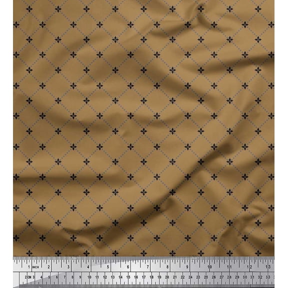 Soimoi Cotton Duck Fabric Floral & Dotted Check Shirting Fabric Prints by Yard 42 Inch Wide