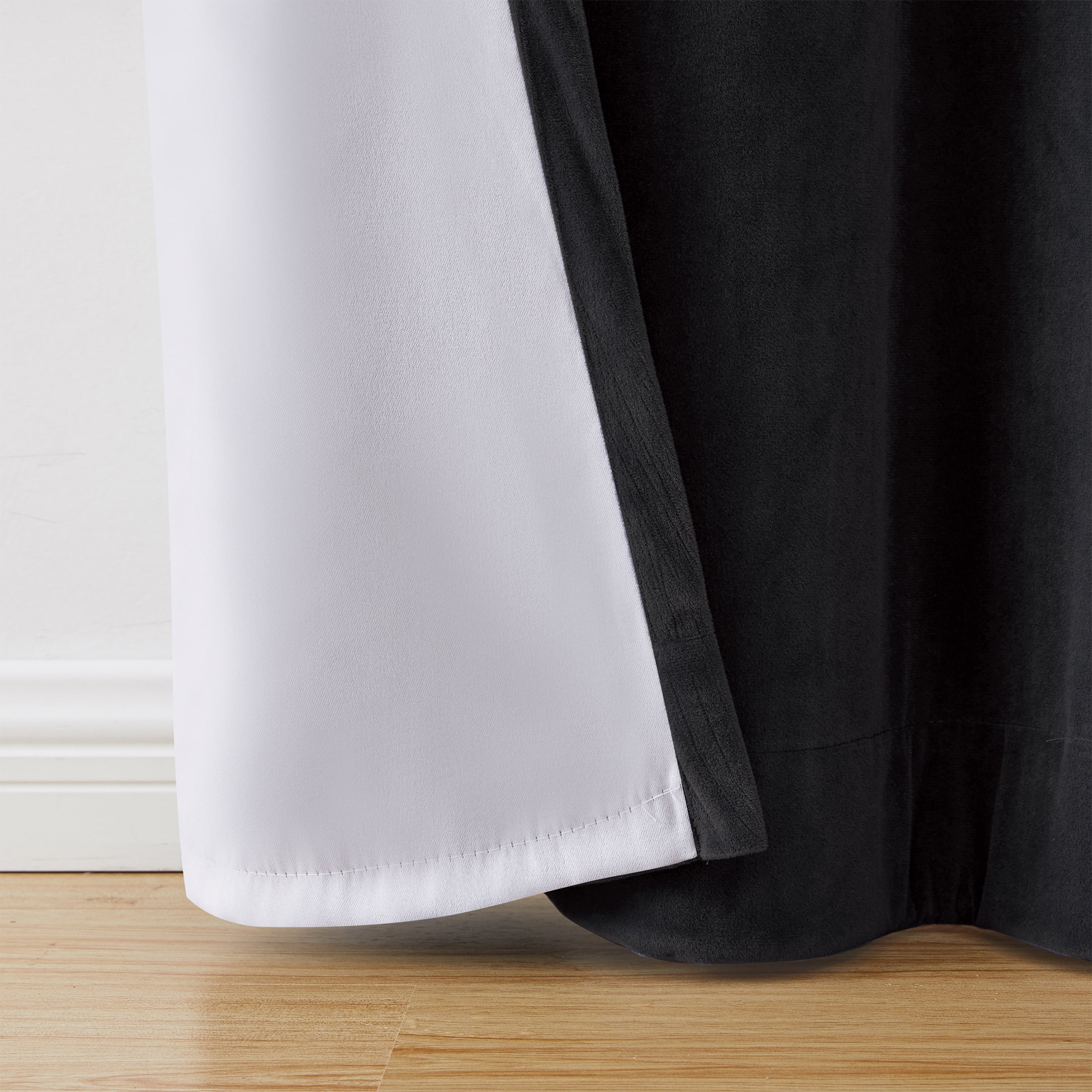 Better Homes & Gardens Velvet Grommet Blackout Single Curtain Panel, Black, 52" x 84"