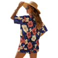 thumbnail image 2 of FKEKYI Women's 2 Piece Set Summer Short Shirt Open Front Top & Relaxed Shorts with Elastic Waist Hibiscus Flower Print Soft Vacation Outfit Loungewear Beachwear, L, 2 of 7