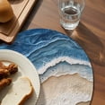 thumbnail image 3 of Blue Beach Coastal Round 13 Inch Placemats Set of 2, Nautical Seaside Ocean Beige HeatResistant Non Slip Place Mats for Dining Table, Wipeable Braided Kitchen Table Mats for Housewarming, 3 of 9