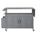 thumbnail image 3 of Harper & Bright Designs Outdoor Extendable Kitchen Island with Wheels, Patio Kitchen Cart with Foldable Stainless Steel Top, Portable Prep Station with Storage Cabinet and Towel Rack for Garden, Grey, 3 of 17